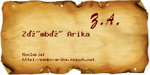 Zámbó Arika névjegykártya